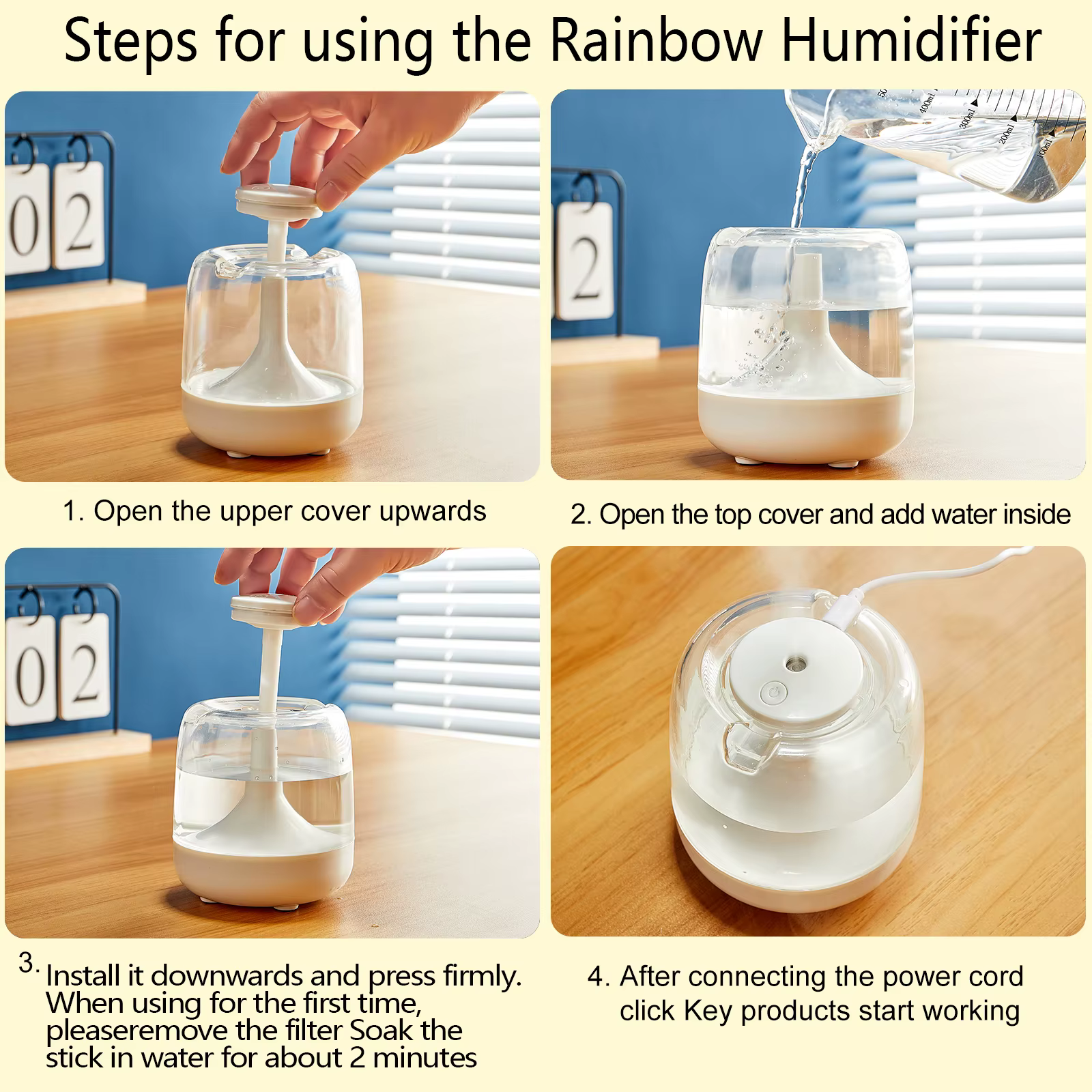 Humidificateur d'air Portable de 650ML, huile essentielle, diffuseur d'arôme de chambre à coucher avec veilleuses colorées, humidificateur USB