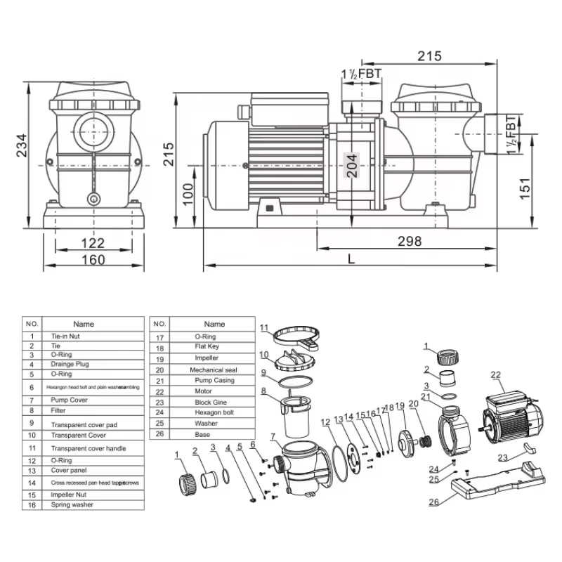 Fenlin 110V 220V 380V 50Hz 60Hz 0.25hp-3hp pompe à eau de circulation de piscine électrique