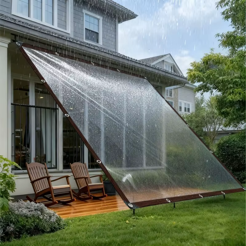 Bâche transparente imperméable avec œillets