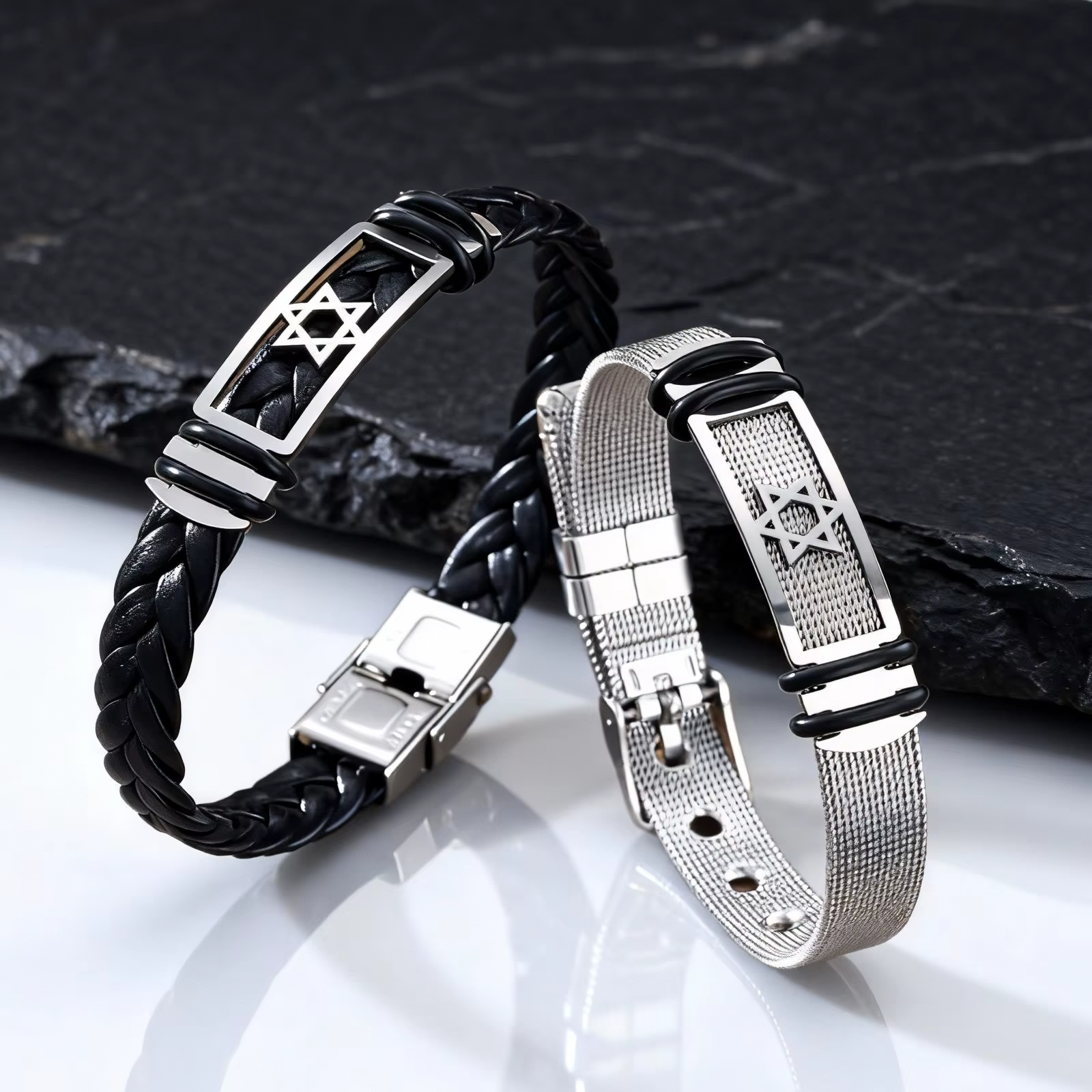 Bracelet de montre simple fait à la main pour hommes et femmes, en acier inoxydable, bracelet étoile à six branches, bijoux de mode, vente en gros