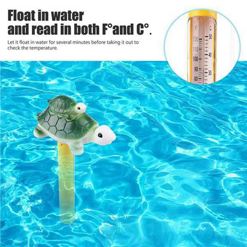 Thermomètre de piscine flottant en forme de tortue verte pour piscine