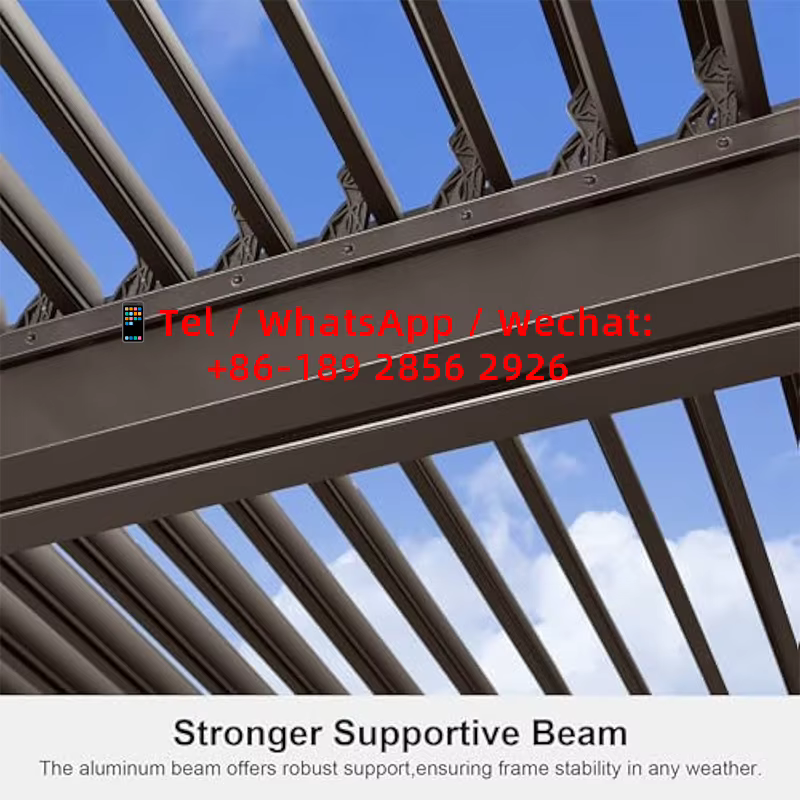 Pergola en aluminium 6063 T5 sur mesure, protection contre la pluie en alliage d'aluminium, avec écran motorisé, pergola à lames orientables sur mesure