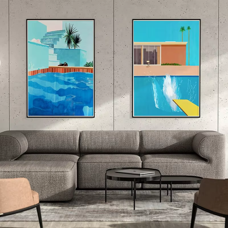 Peinture sur toile sans cadre David Hockney Bigger Splash, affiches et impressions sur le thème de la piscine, tableau mural pour décoration murale de salon