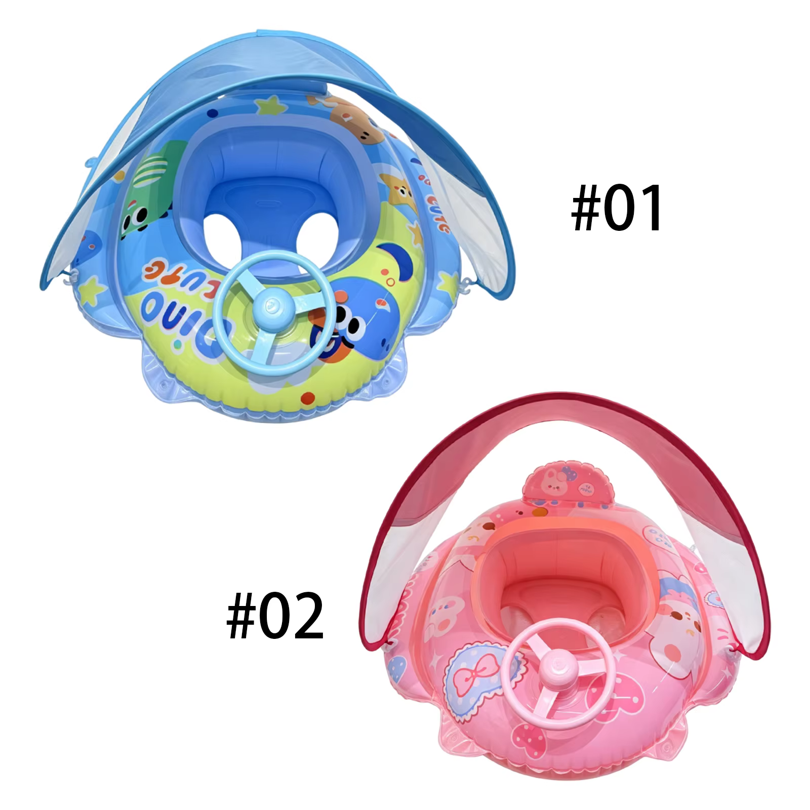Piscine gonflable pour bébé en PVC amélioré avec auvent et siège anti-basculement avec volant