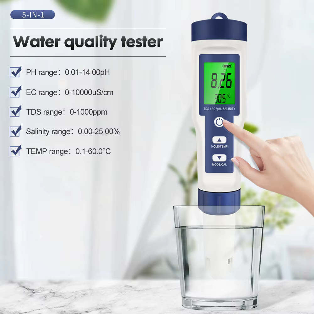 Testeur numérique de qualité de l'eau 5 en 1
