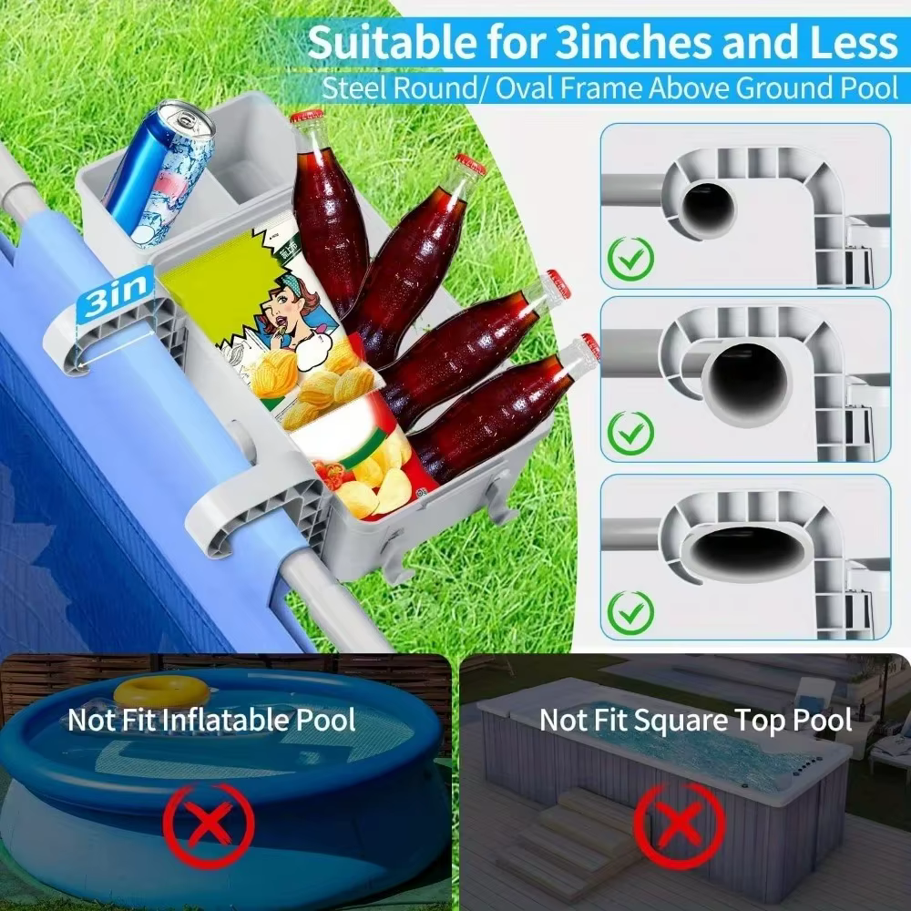 Mir de rangement pour piscine avec porte-gobelet