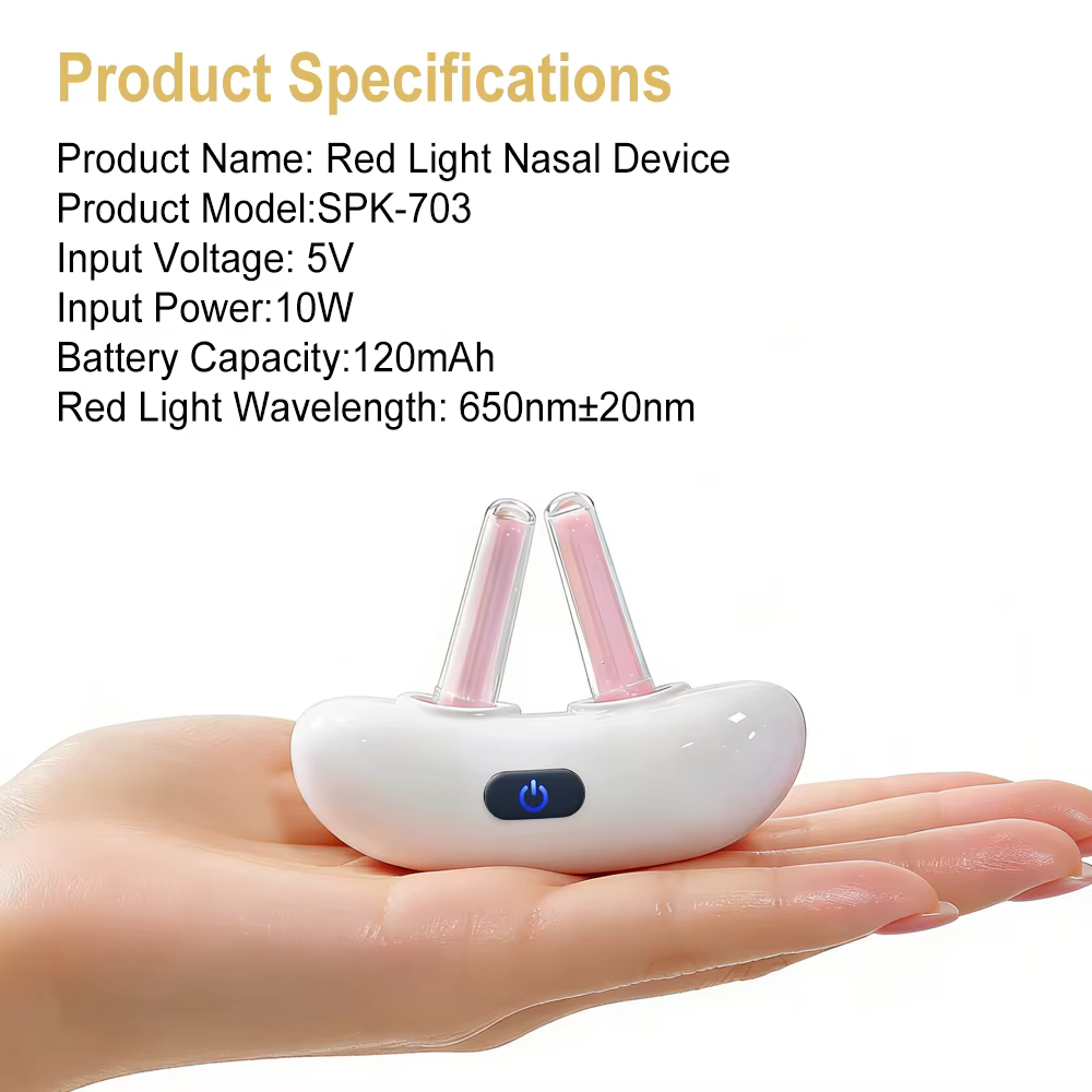 Appareil de thérapie nasale à lumière rouge intelligent pour la rhinite chronique, soin du nez qui coule et qui démange, soulagement de la rhinite, physiothérapie, ventilation nasale