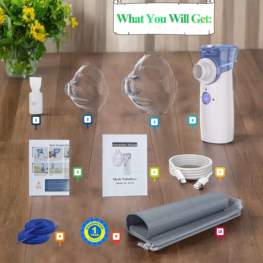 Nébuliseur d'asthme pour adultes et enfants, problèmes respiratoires rechargeables, soulagement rapide à la maison, nébuliseur Portable