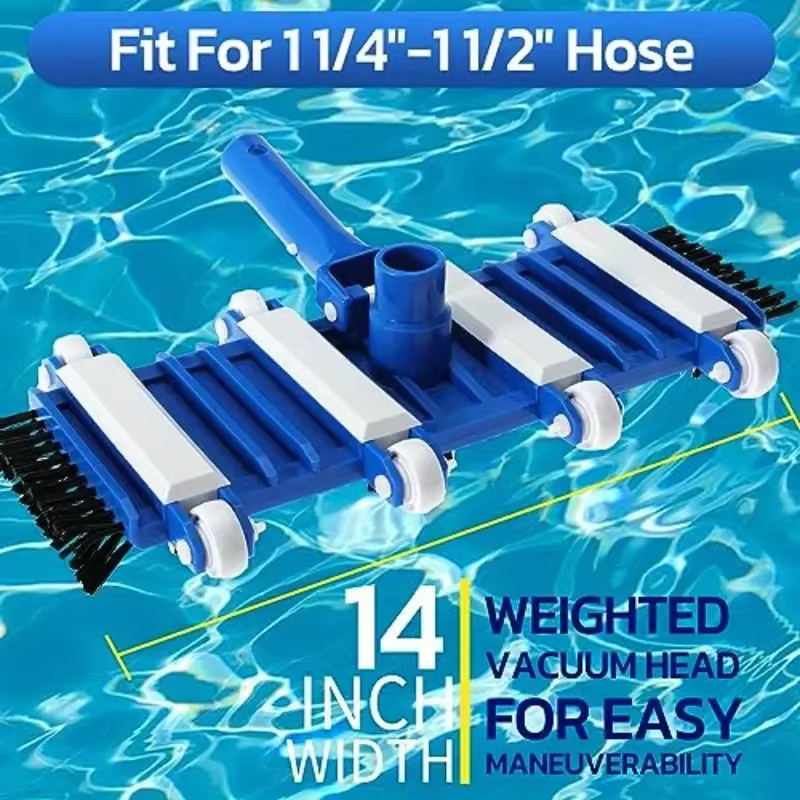 Tête d'aspirateur de piscine de 14 pouces avec brosse et roue d'aspiration-accessoires pour outils de nettoyage