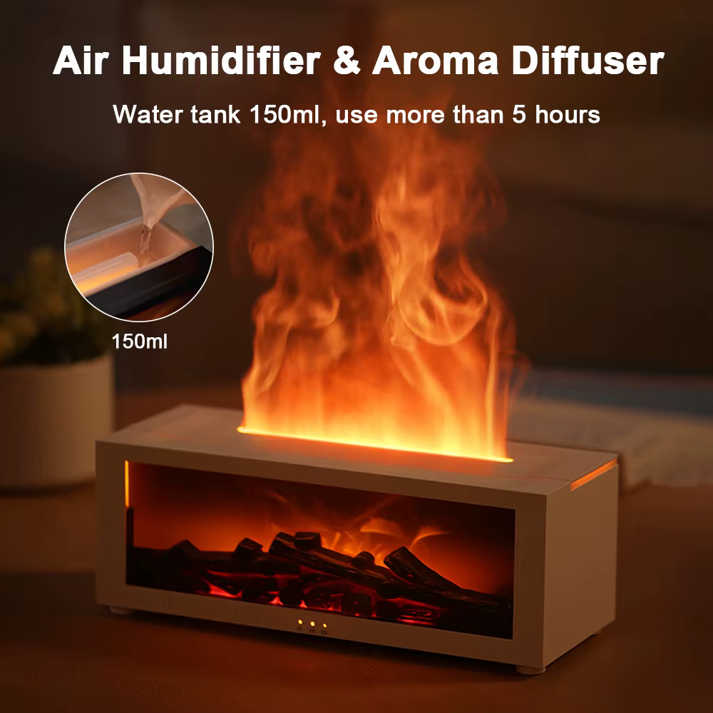 Humidificateur d'air huiles essentielles humidificateurs maison arôme humidificateur flamme diffuseur de parfum automatique avec lumière LED télécommande