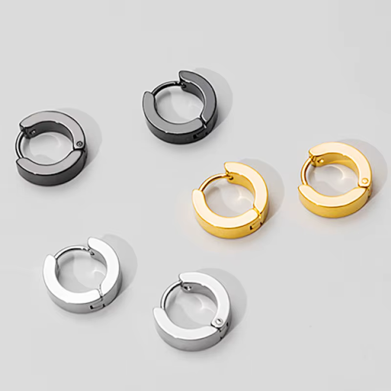Boucles d'oreilles unisexes en acier inoxydable, 1 paire, plusieurs Types, couleur noir or, pour femmes et hommes, Punk gothique, Piercing, fausses boucles d'oreilles, bijoux