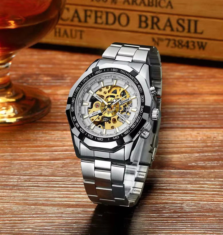 Montre pour homme, montre mécanique entièrement automatique de luxe légère, montre de mode masculine en acier inoxydable, montres-bracelets