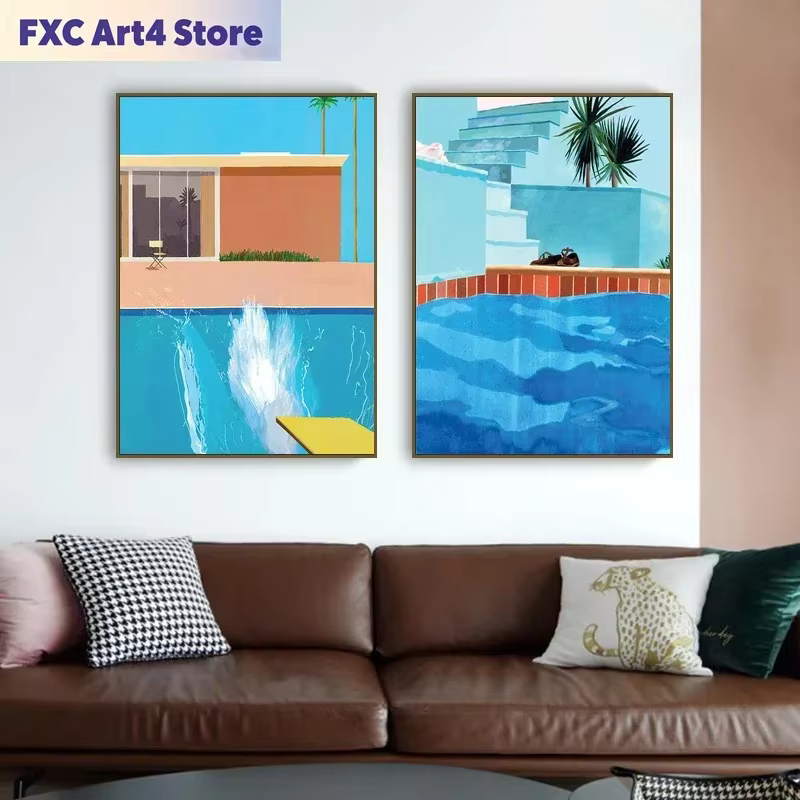 Peinture sur toile sans cadre David Hockney Bigger Splash, affiches et impressions sur le thème de la piscine, tableau mural pour décoration murale de salon