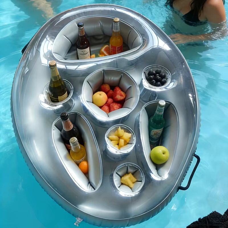 Bar de piscine gonflable avec porte-gobelets et plateau de service