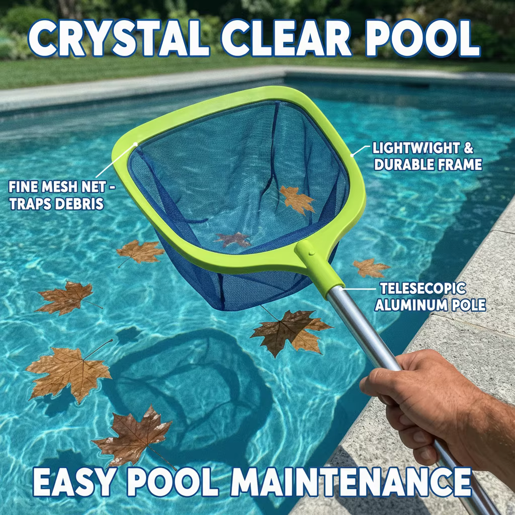 Équipement de nettoyage en profondeur pour piscine : Ensemble combiné de filet à feuilles avec perche