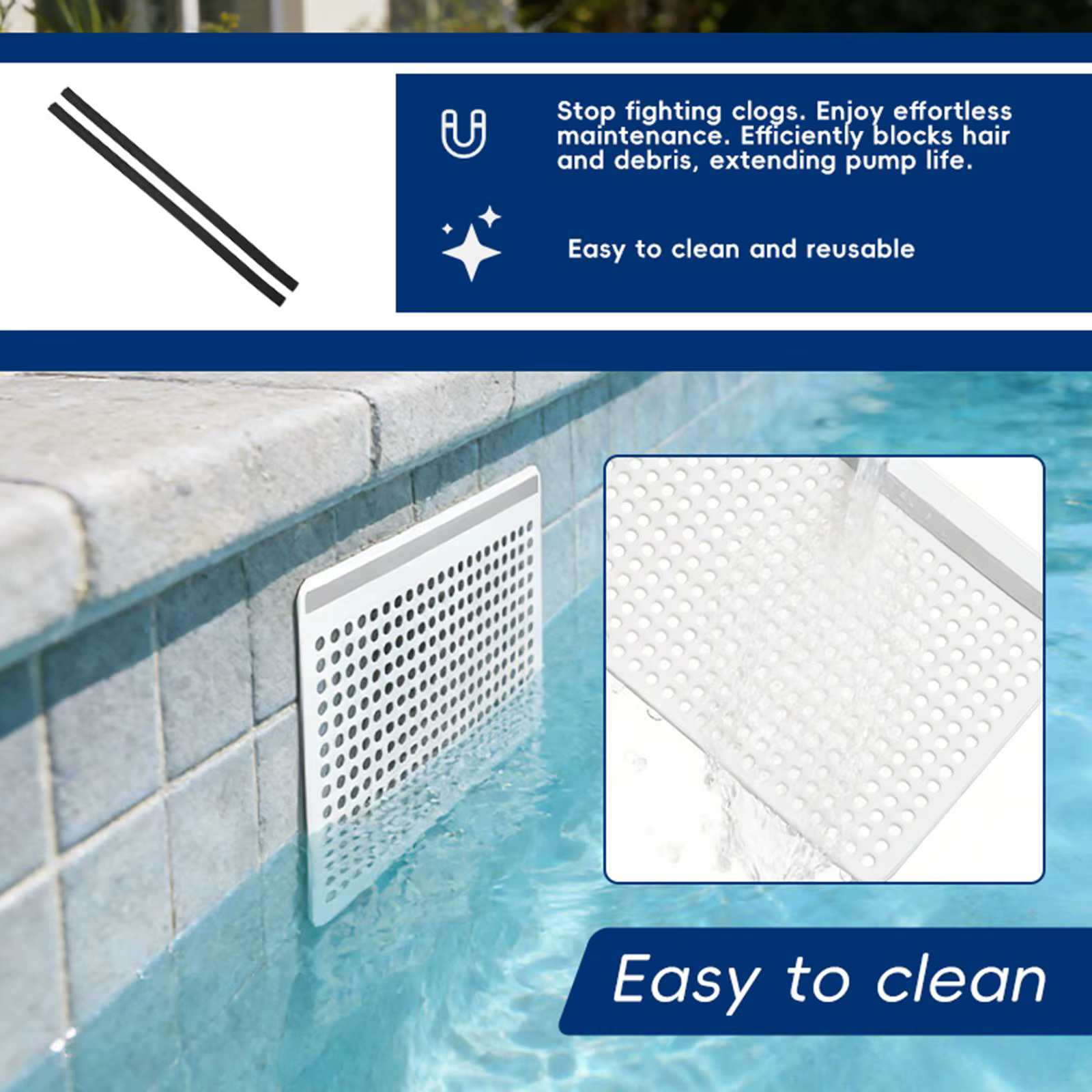 Couverture de filet de ramassage de feuilles pour piscine en PVC durable