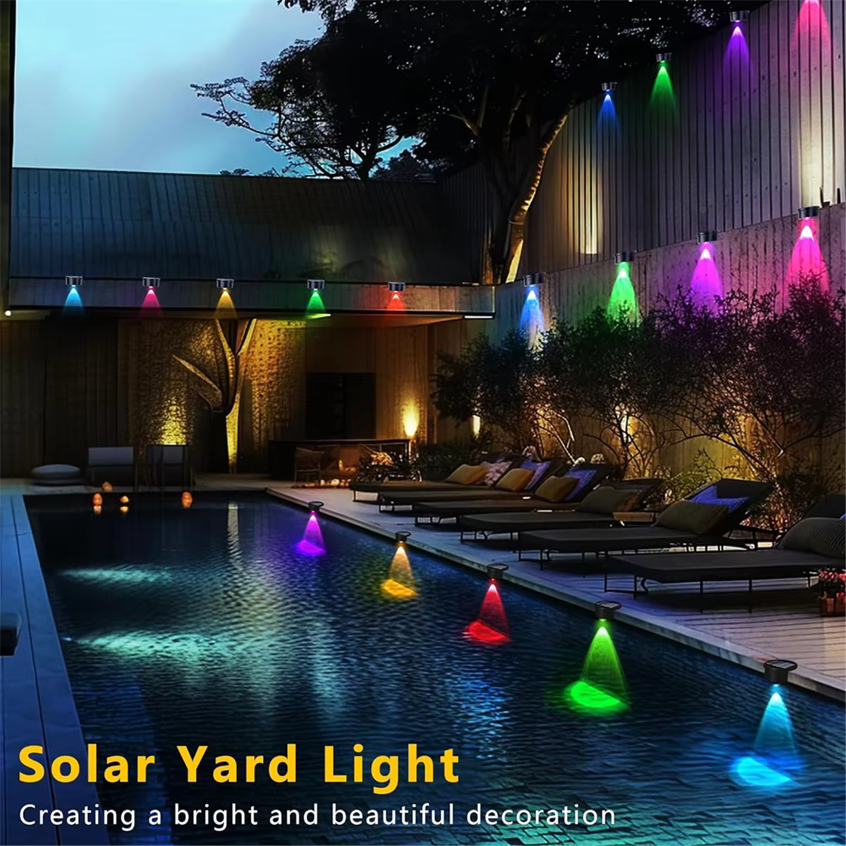 A47U – lot de 4 lumières de bord de piscine à énergie solaire