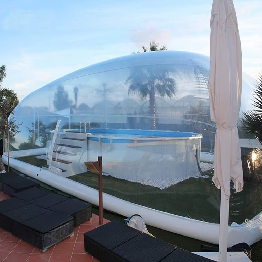 Couverture de piscine gonflable transparente pour usage commercial extérieur