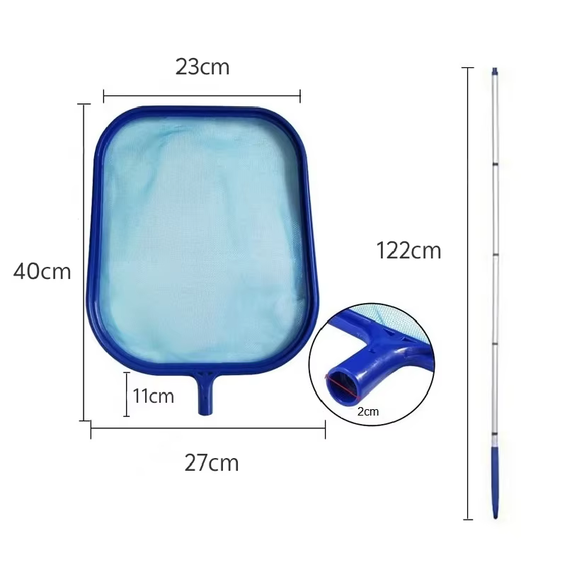 Épuisette de piscine avec 5 sections de mât en aluminium de 64 pouces