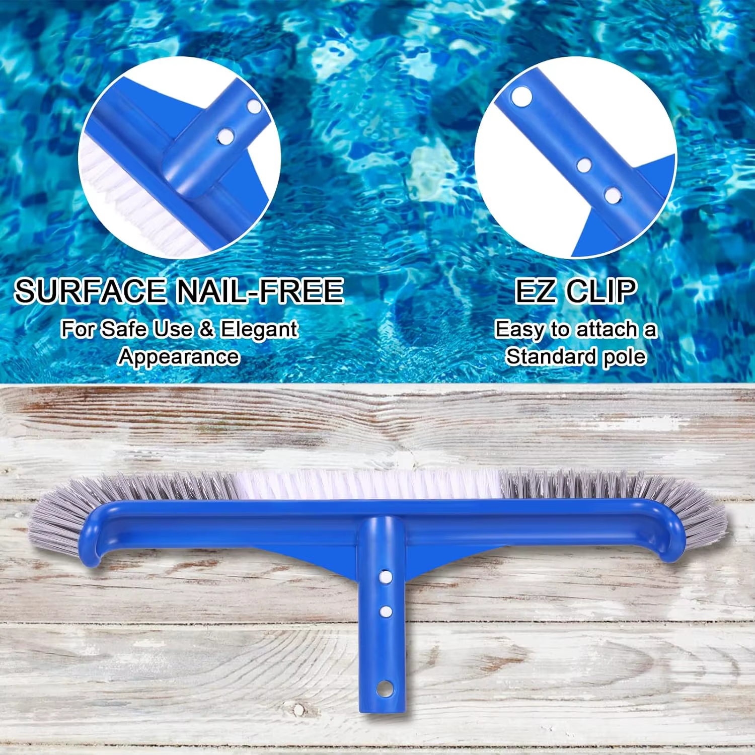 Tête de brosse de piscine renforcée pour piscines creusées