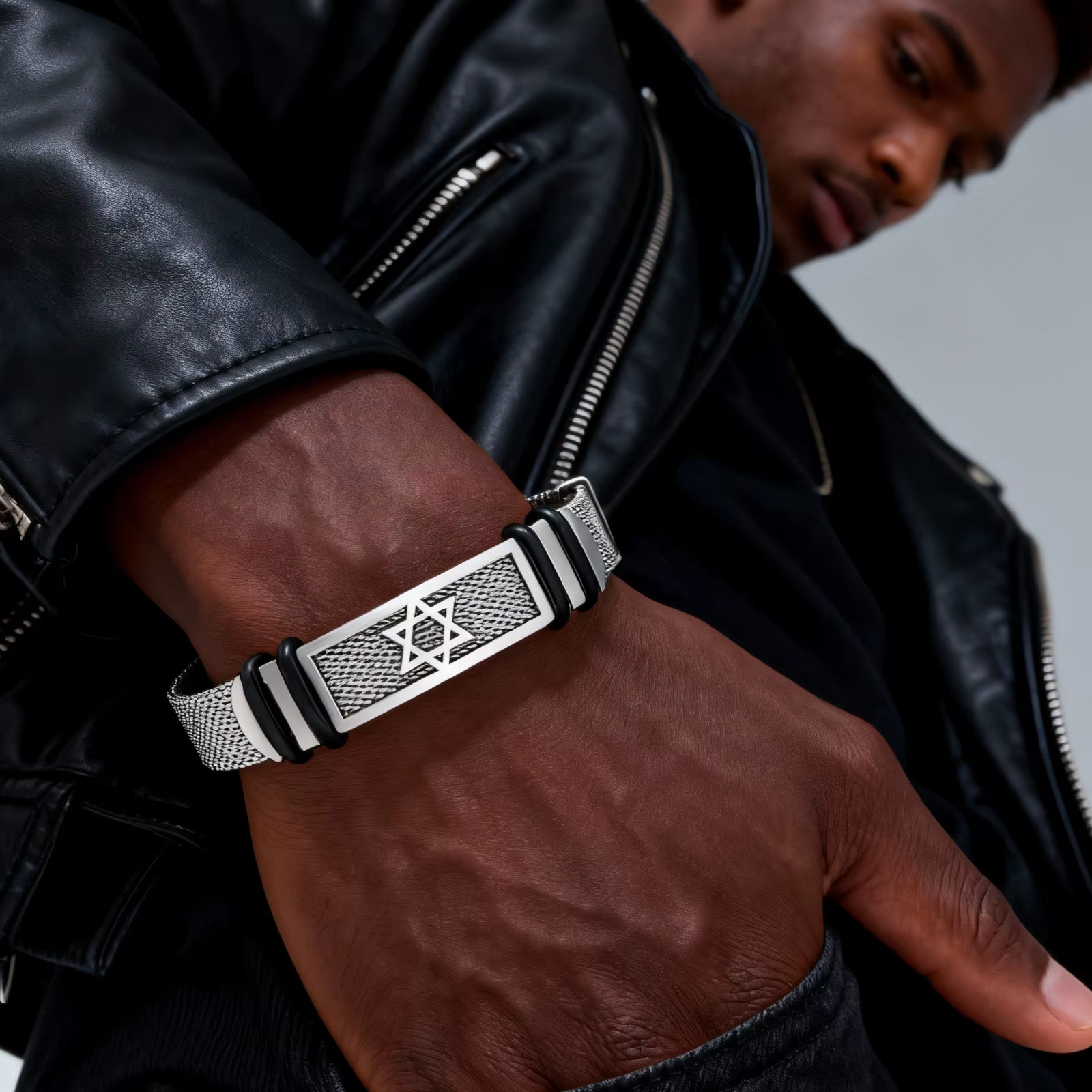 Bracelet de montre simple fait à la main pour hommes et femmes, en acier inoxydable, bracelet étoile à six branches, bijoux de mode, vente en gros
