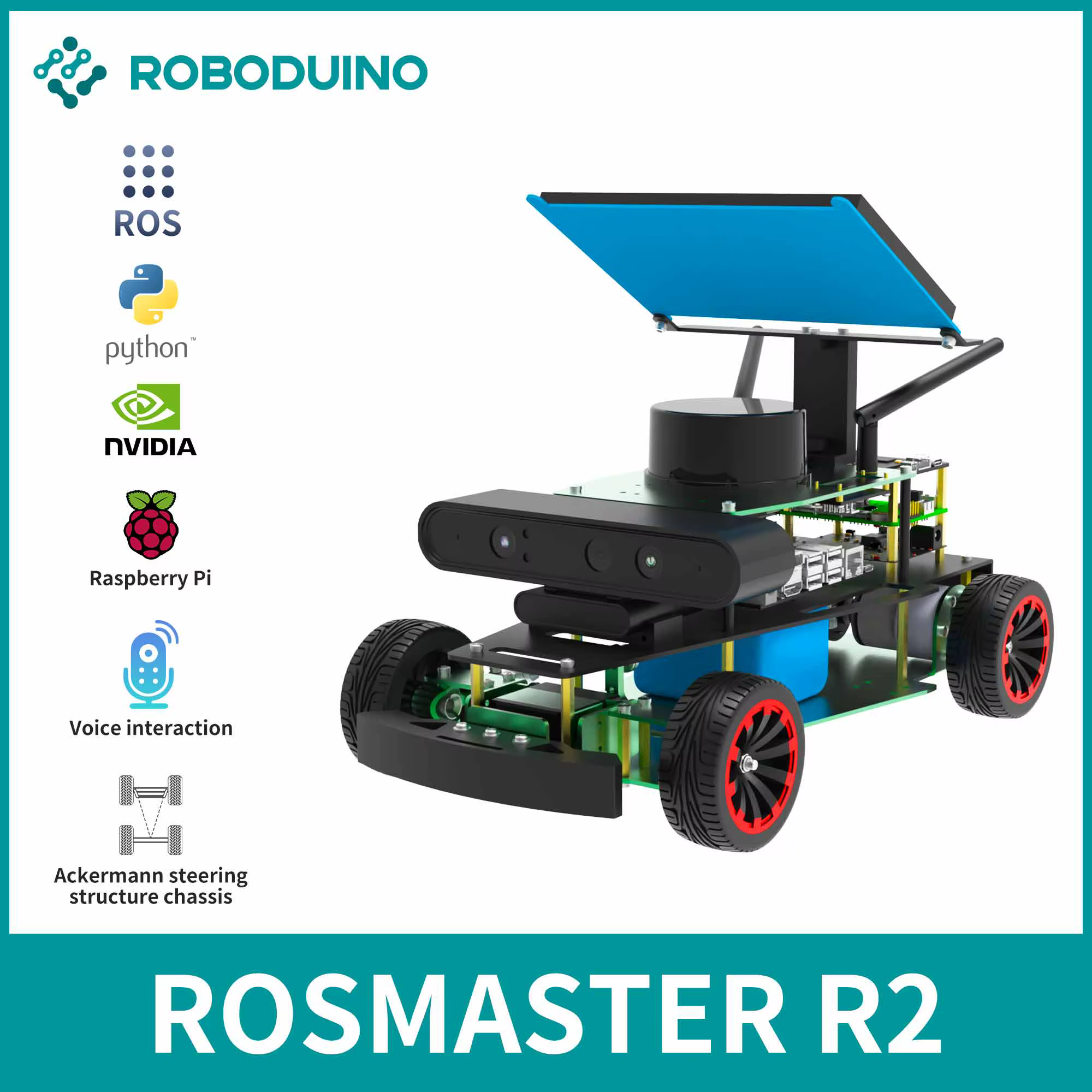 ROSMASTER R2 ROS2 Robot Direction Ackerman Programmation Python IA Cartographie SLAM Navigation Pilote Automatique pour Jetson NANO/RaspberryPi 5