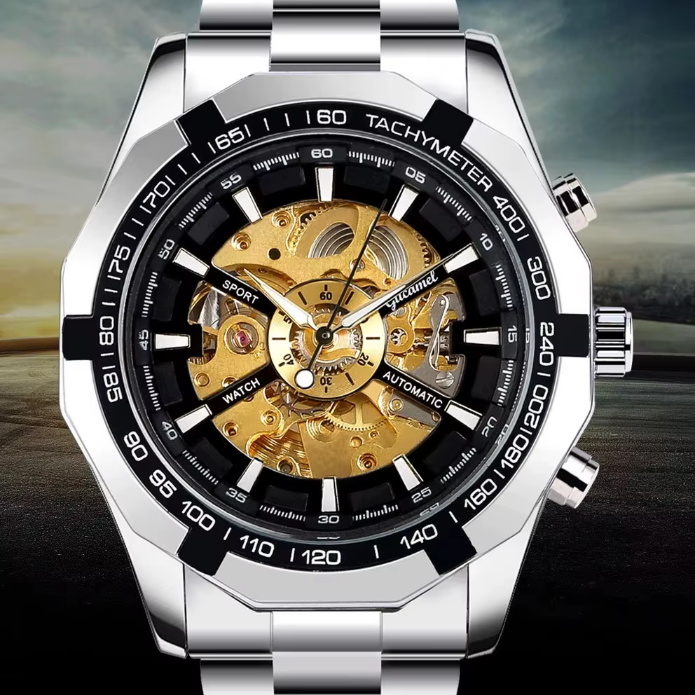 Montre pour homme, montre mécanique entièrement automatique de luxe légère, montre de mode masculine en acier inoxydable, montres-bracelets