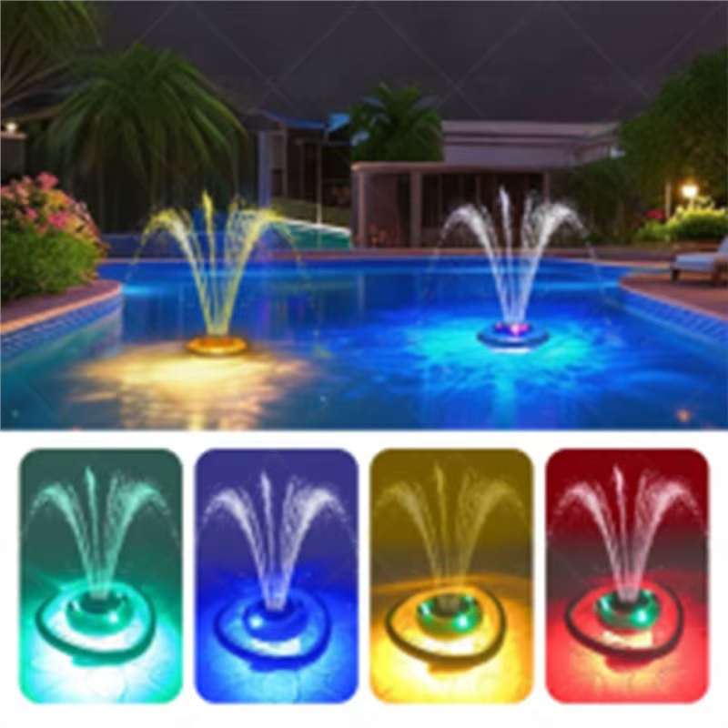 Fontaine d'eau flottante BSEVB avec lumières sous-marines