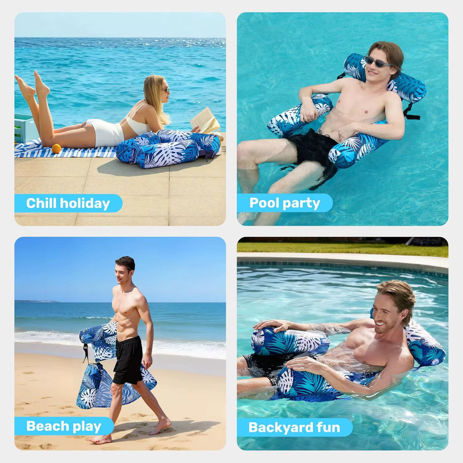 Fauteuil gonflable pour piscine pour adultes avec accoudoirs et dossier