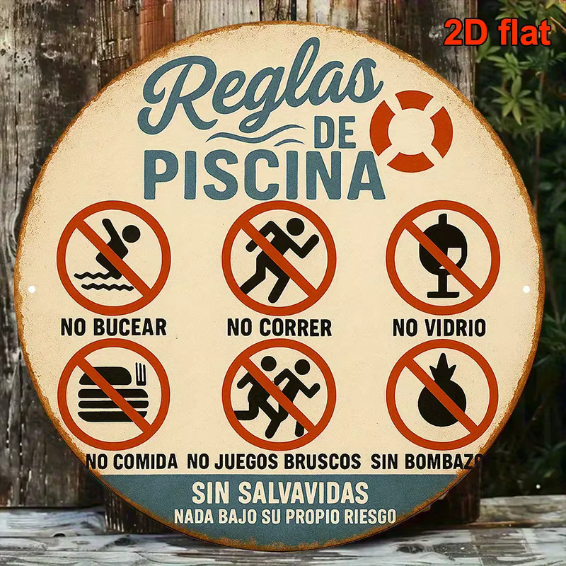 Panneau d'avertissement vintage « Règles de la piscine »