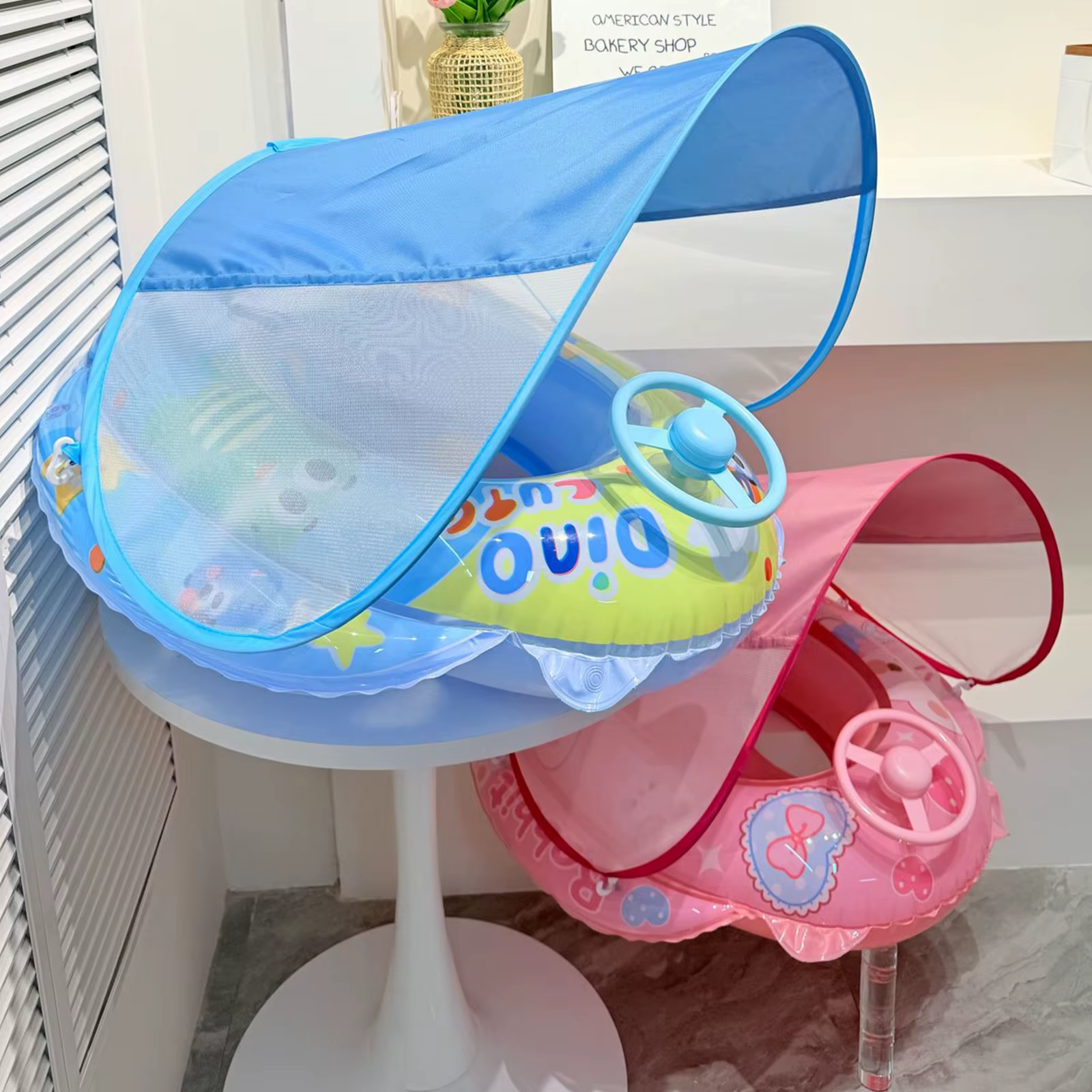 Piscine gonflable pour bébé en PVC avec auvent et siège anti-basculement