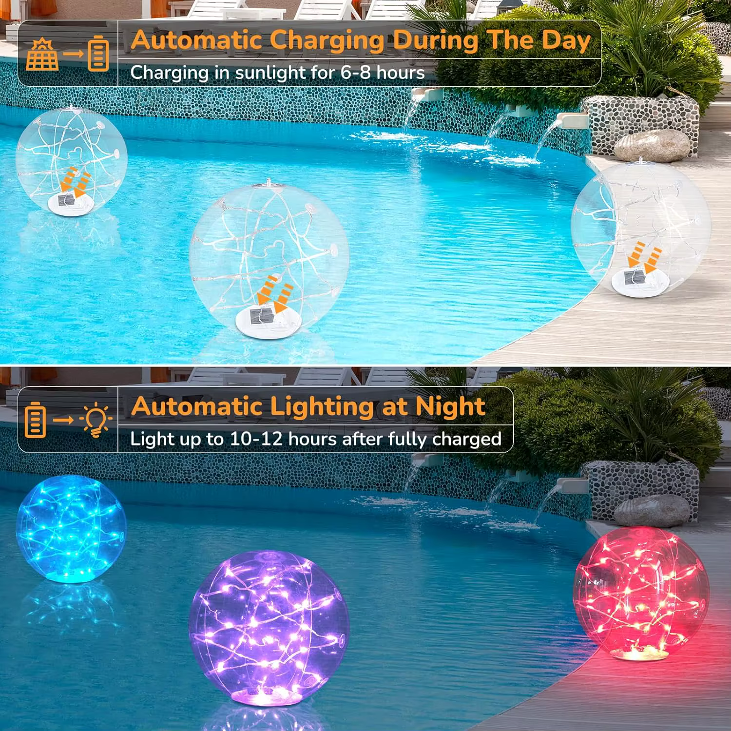 Lumière de piscine flottante à énergie solaire