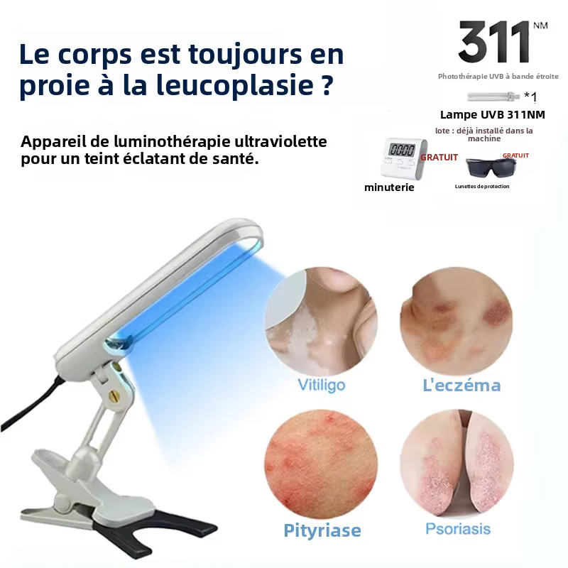 Prix d'usine, laser excimer UVB LED 311 Nm, photothérapie, laser excimer pour le traitement du psoriasis, lampe UVB 311 Nm pour le traitement du vitiligo