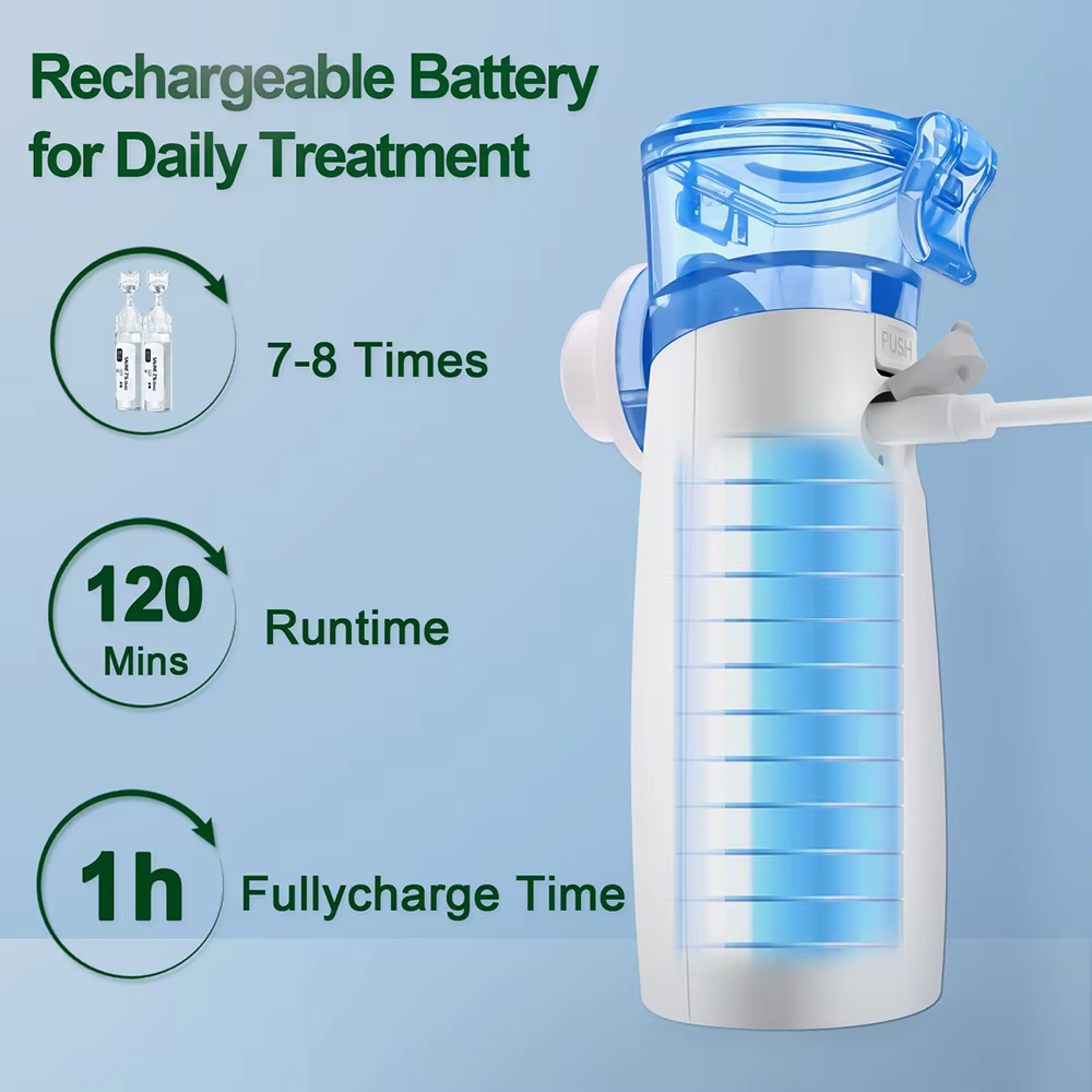 Nébuliseur d'asthme pour adultes et enfants, problèmes respiratoires rechargeables, soulagement rapide à la maison, nébuliseur Portable