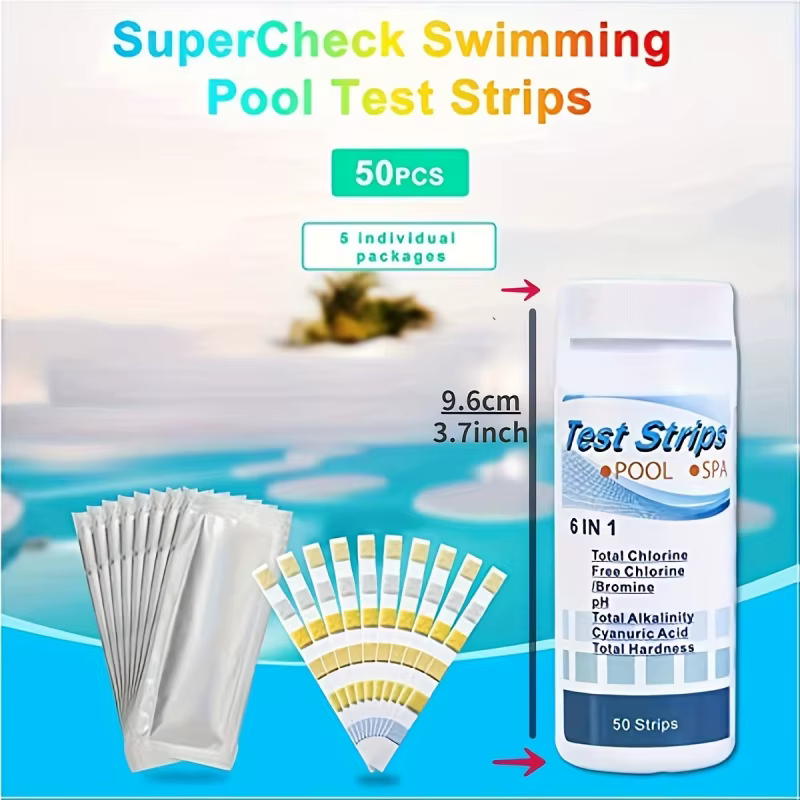 Kit de 50 bandelettes de test de qualité de l'eau de piscine