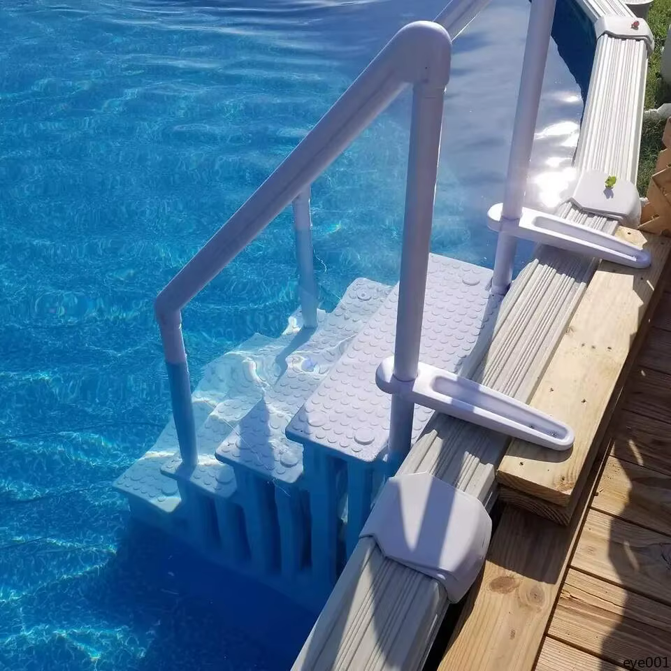 Échelle de piscine en plastique antidérapante à 4 marches, accessoire de piscine hors sol de Style classique