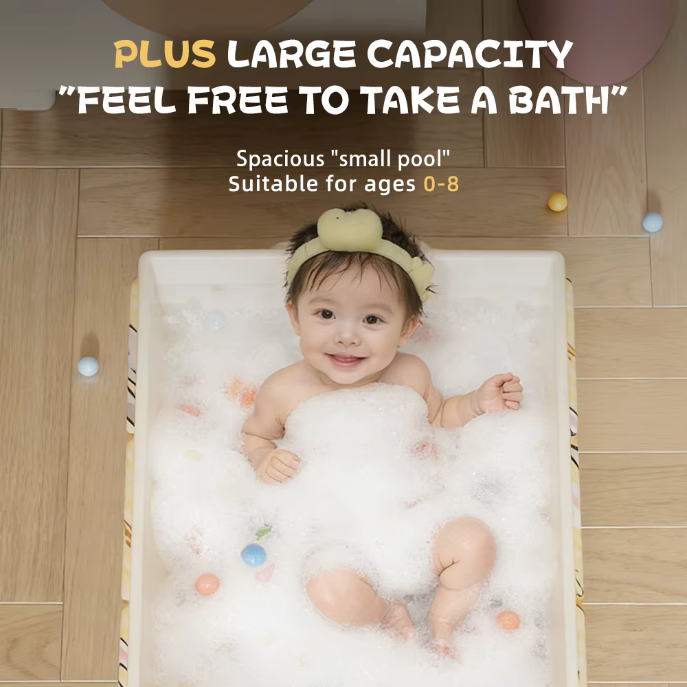 1 baignoire pliante, baignoire gonflable avec motifs de dessins animés