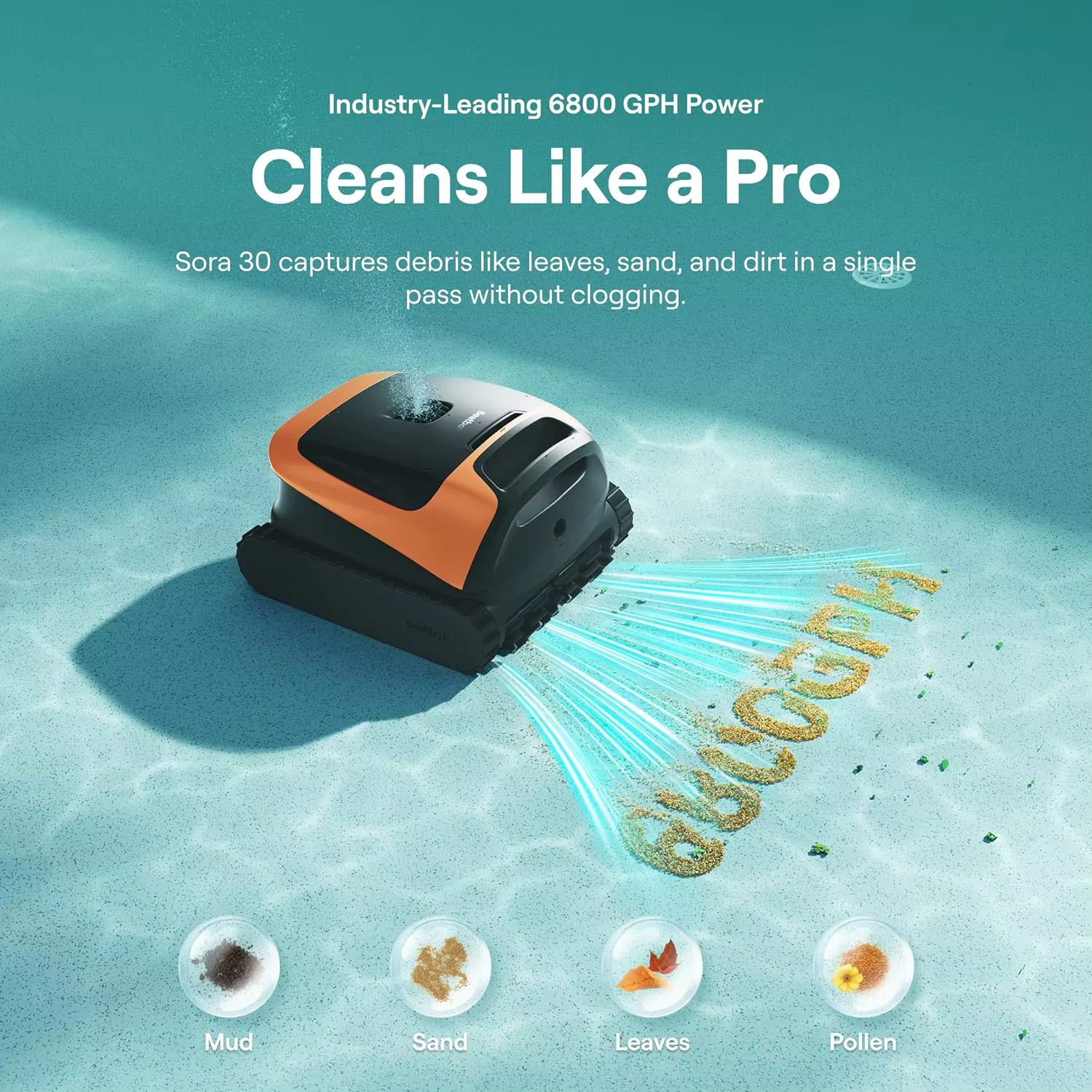 Nouveau robot nettoyeur de piscine sans fil Beatbot Sora 30, autonomie de 300 min, aspiration 6800 GPH pour fond, parois, ligne d'eau et plateforme, pour piscines hors sol et enterrées