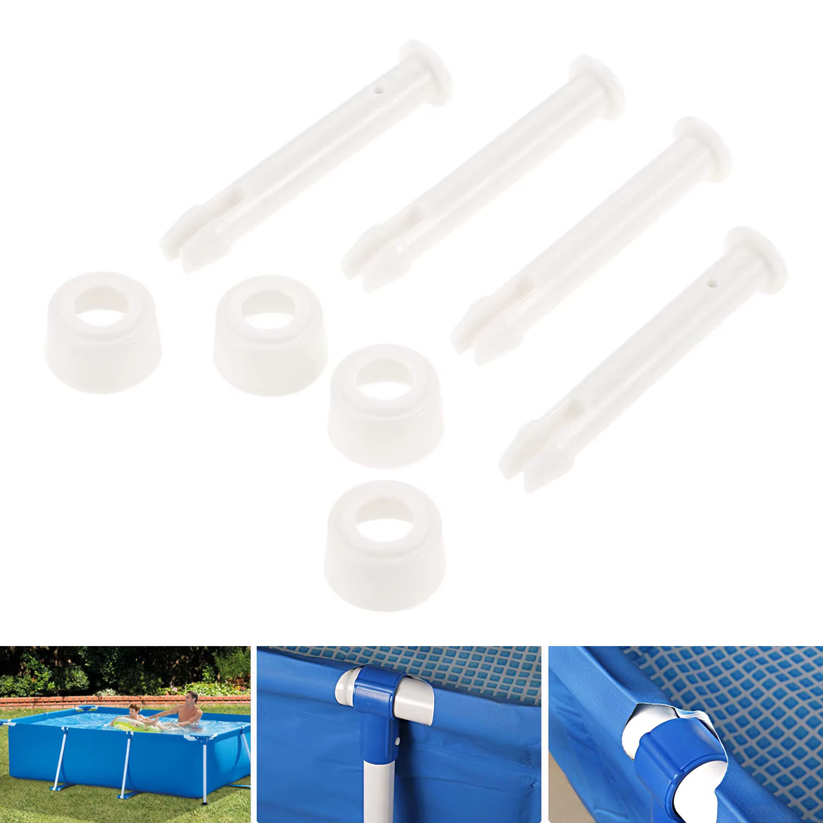 Lot de 12 supports et capuchons pour piscine