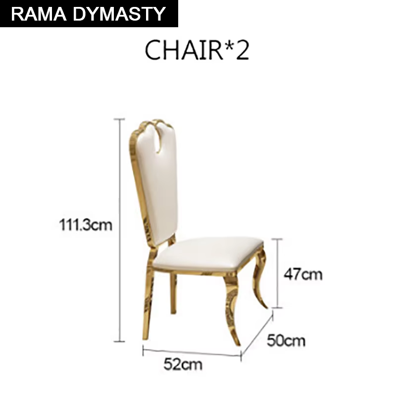 Chaise de salle à manger en acier inoxydable, chaise à dossier rond en cuir simple, chaise à dossier pour la maison, chaise de banquet d'hôtel en gros d'usine
