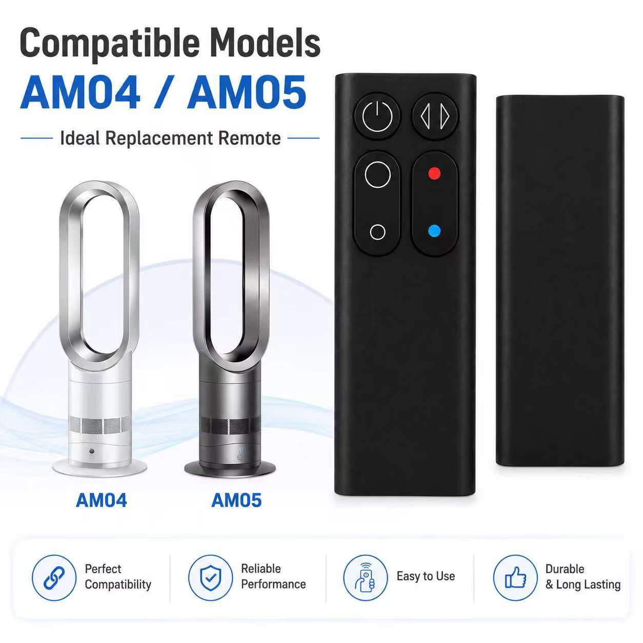 Télécommande de remplacement AM04 AM05 pour ventilateur chauffant Dyson, modèles AM04 AM05 (noir)