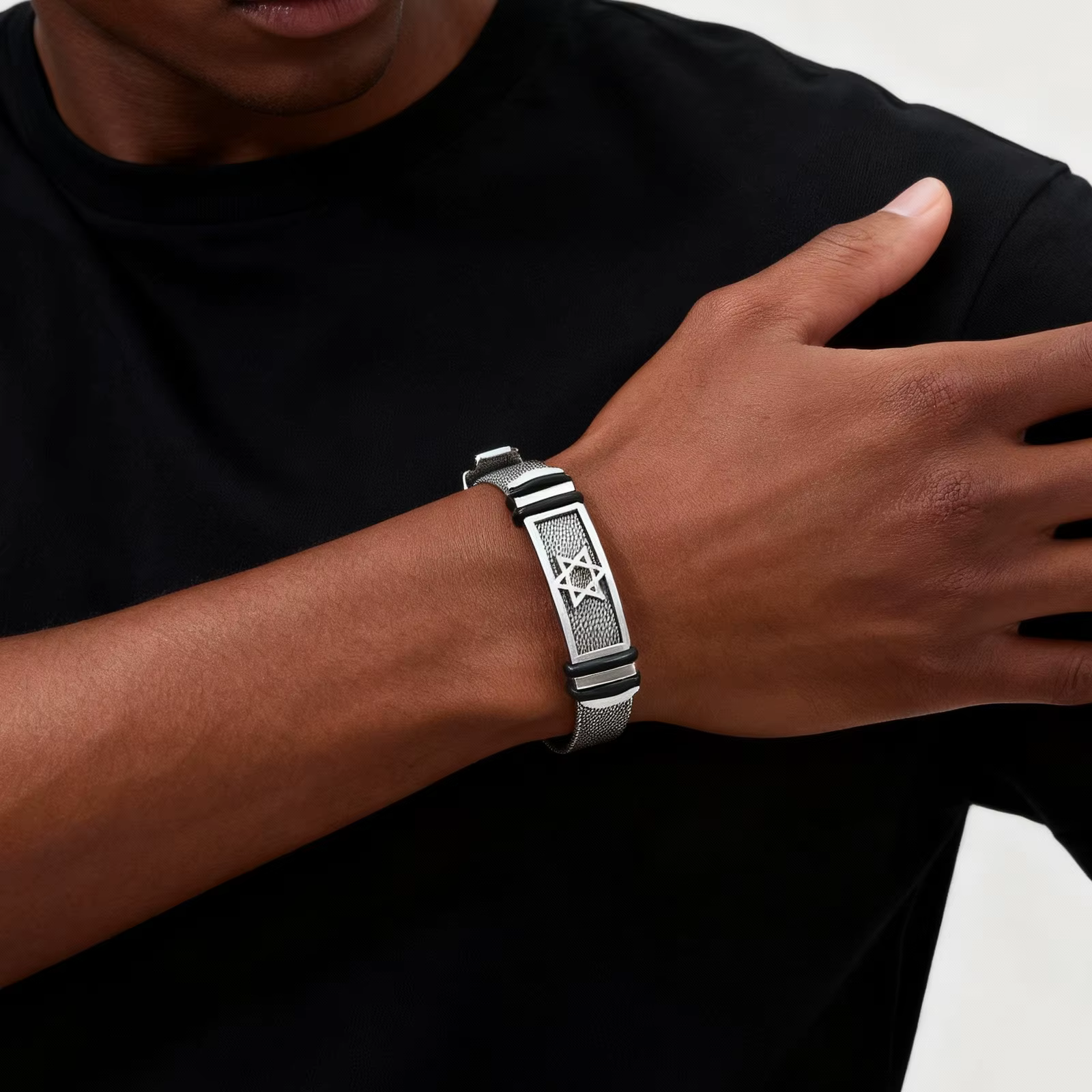 Bracelet de montre simple fait à la main pour hommes et femmes, en acier inoxydable, bracelet étoile à six branches, bijoux de mode, vente en gros