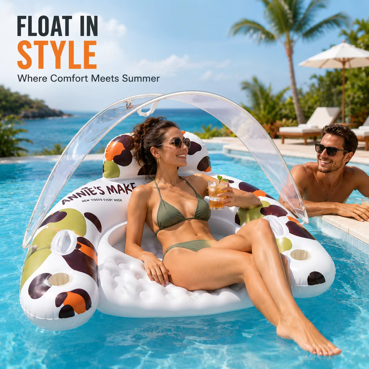 Fauteuil gonflable de piscine avec auvent pour adultes