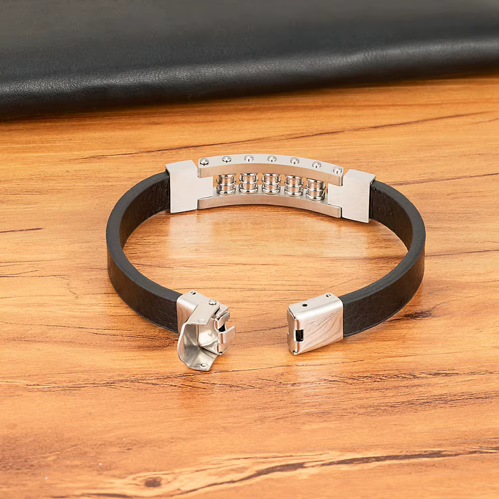 Bracelets en cuir tendance pour hommes, en acier inoxydable, tissés à la main, accessoires de bijoux, cadeaux, vente en gros, livraison directe