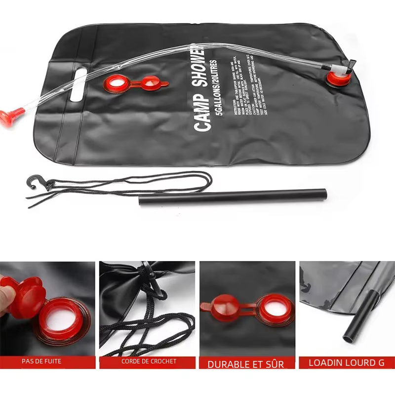 Sac de douche solaire pliable 20/40l