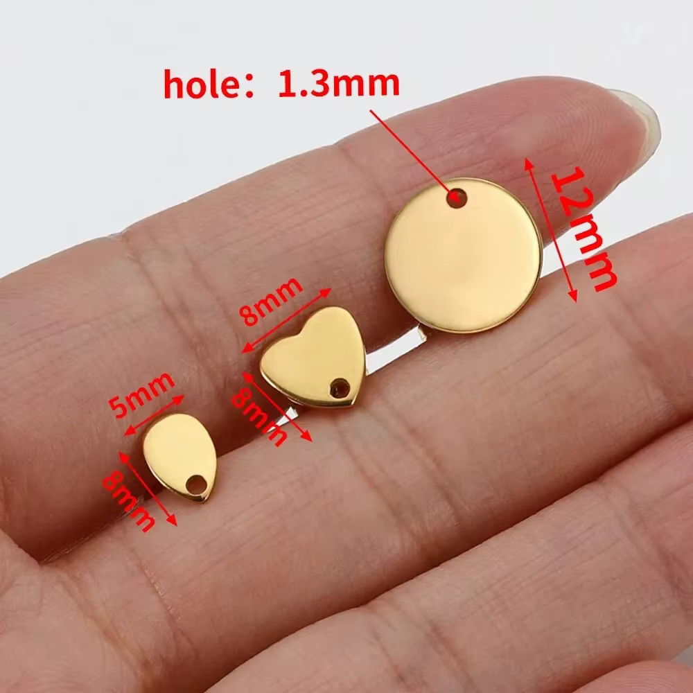 Clous d'oreilles en acier inoxydable, 10 pièces, Surface lisse, Base de boucle d'oreille avec trou pour pendentif, bricolage, fabrication de bijoux, accessoires, fournitures