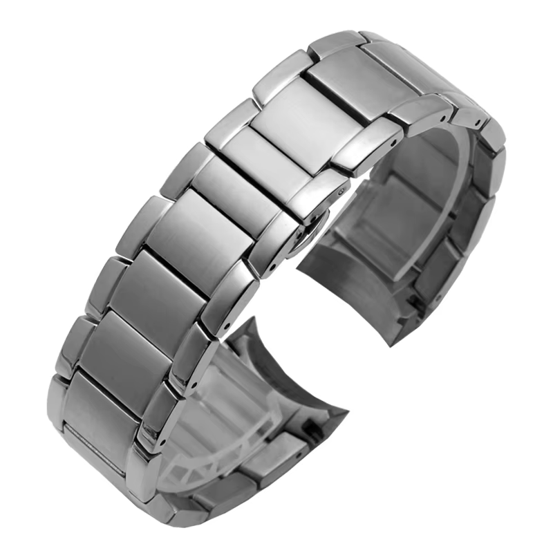Bracelet de montre en acier inoxydable pour homme, extrémité incurvée, bracelet monochrome, bracelet en métal, 22mm, compatible avec Armani AR2447, AR2448, AR2434, AR2432, 2433, 2435
