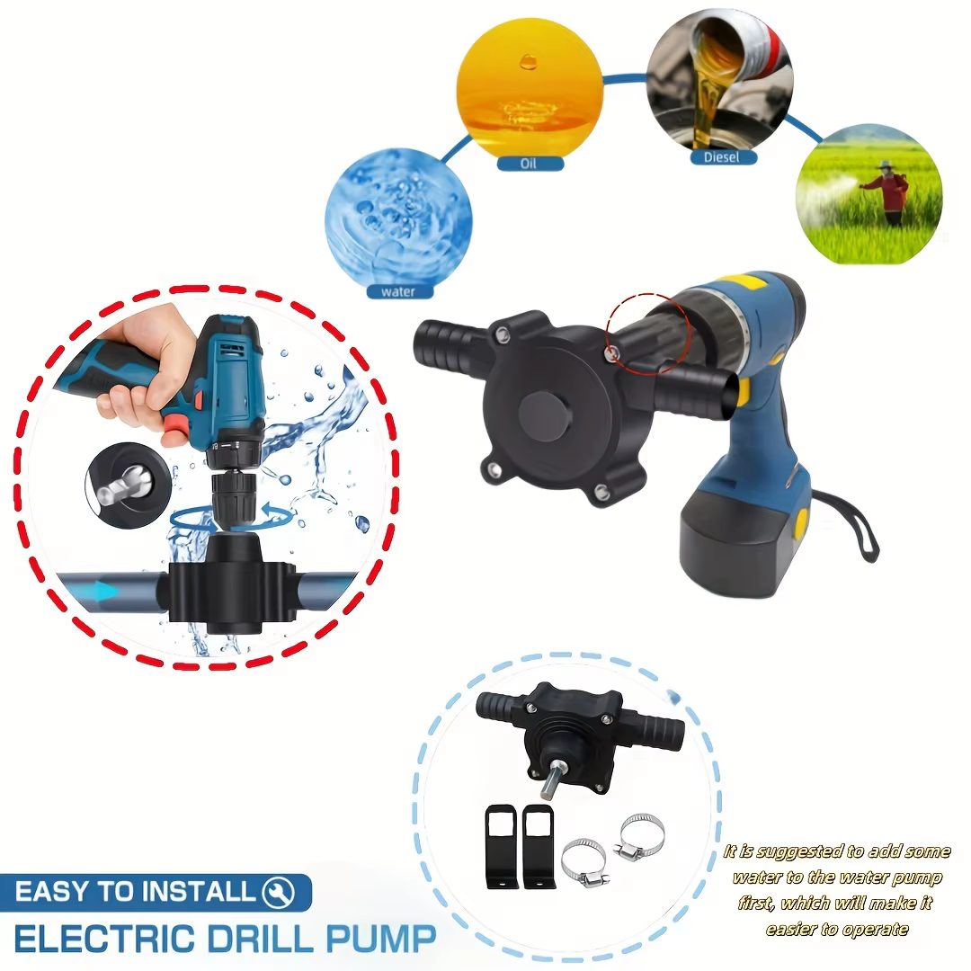 Pompe de transfert de liquide électrique portable mini auto-amorçante pour perceuse, huile diesel, eau, outil de jardinage et d'extérieur