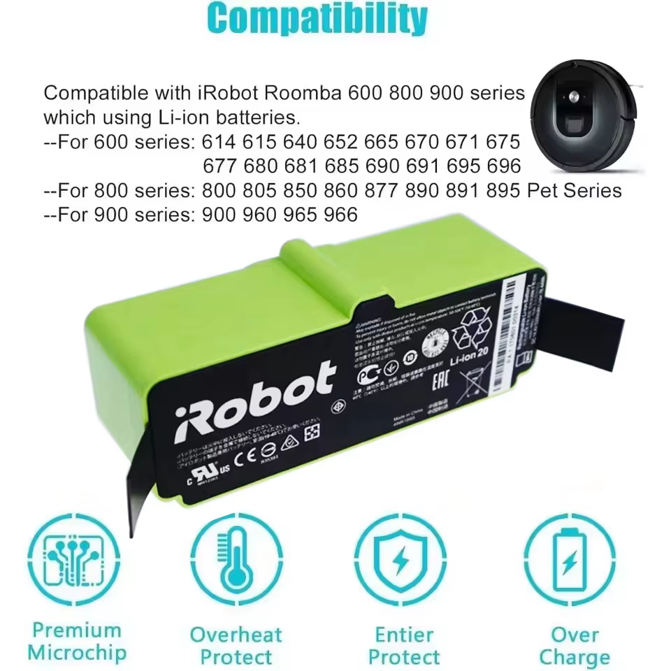 Original pour iRobot Roomba 14.4V 12800mAh batterie Roomba 500 600 700 800 série aspirateur iRobot roomba 620 770 780 partie