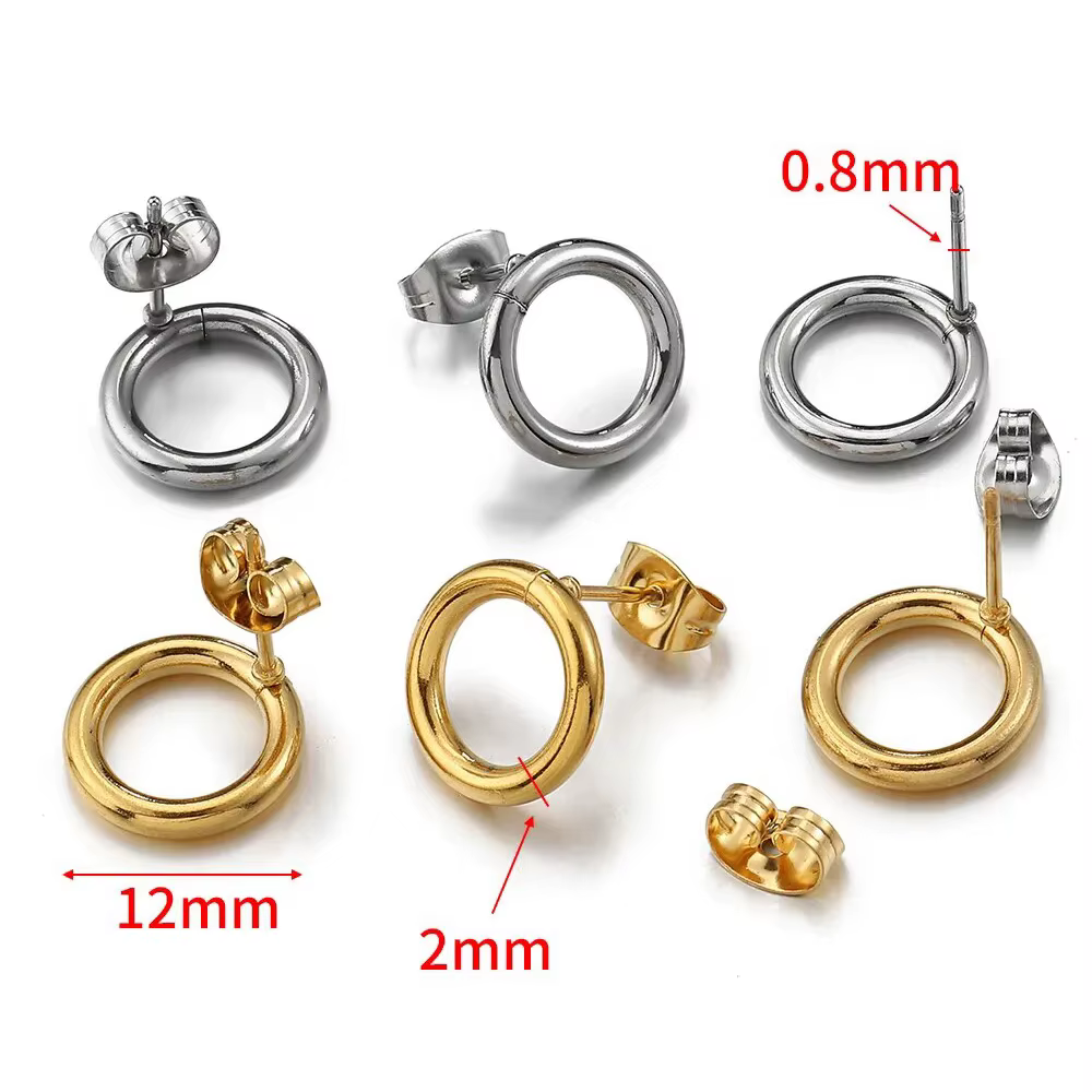Clous d'oreilles en acier inoxydable, 10 pièces, Surface lisse, Base de boucle d'oreille avec trou pour pendentif, bricolage, fabrication de bijoux, accessoires, fournitures
